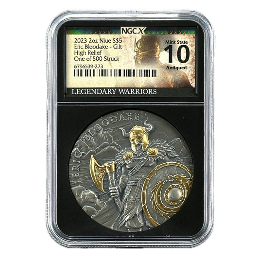 2 oz Silver ERIC BLOODAXE Legendary Warriors Coin NGCX10 2023 Niue