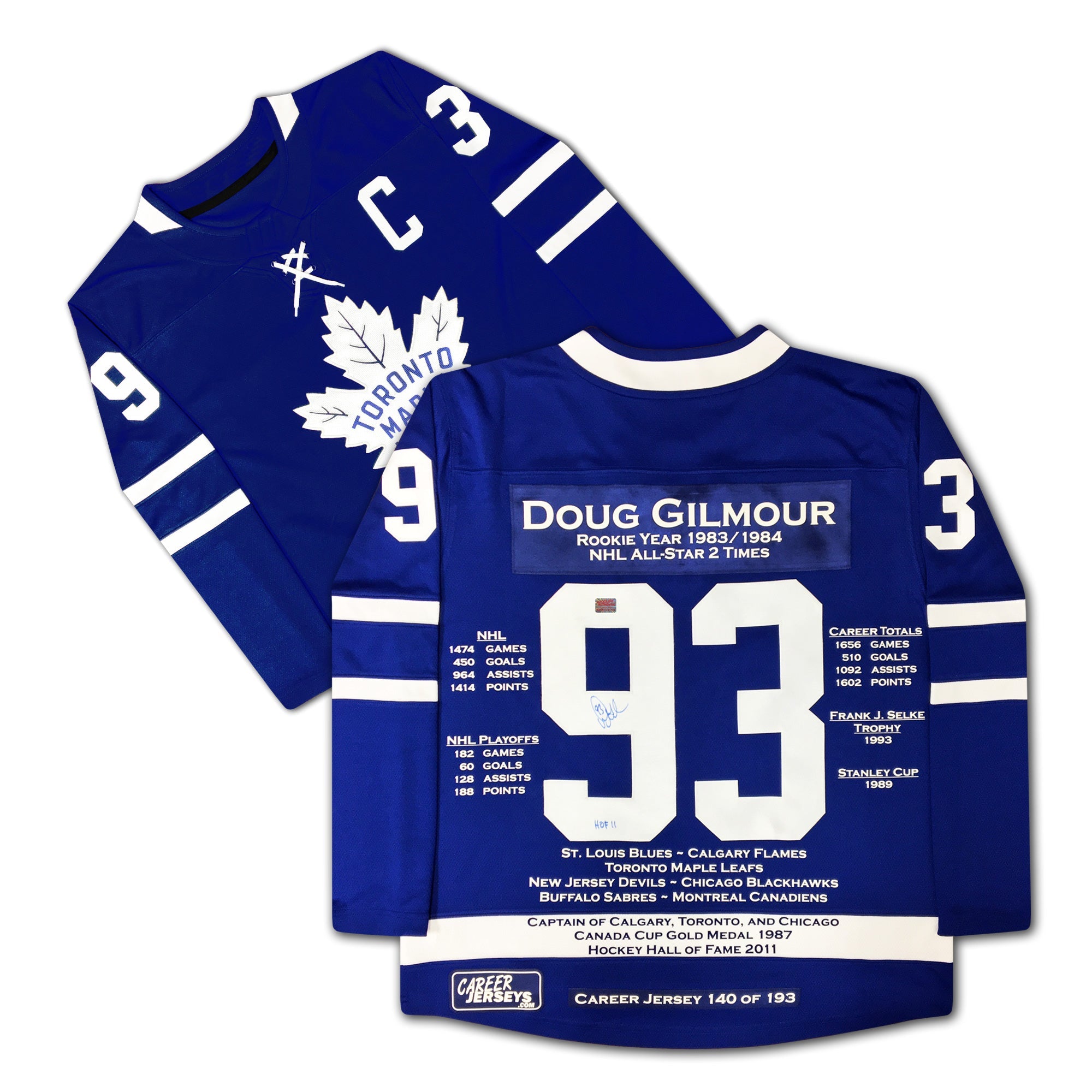 Doug Gilmour Career Jersey Autographed LTD ED 193